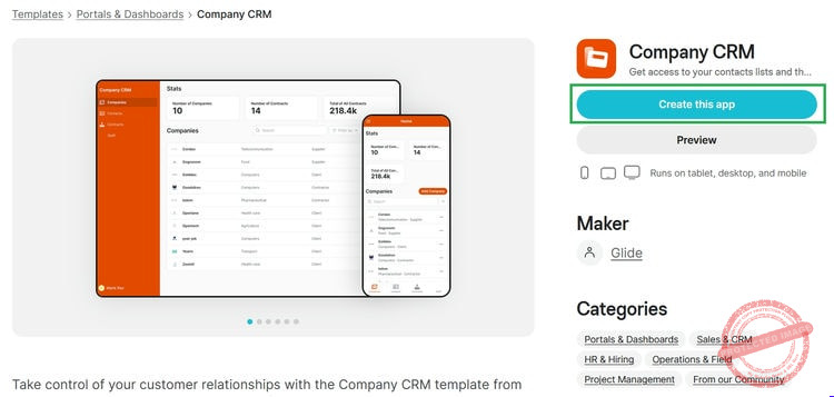 Créer une application Glide à partir d'un template